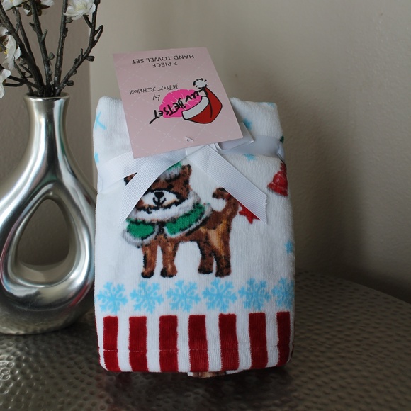 Betsey Johnson Christmas Dog Hand Towel Set/2 NWT - Picture 3 of 5